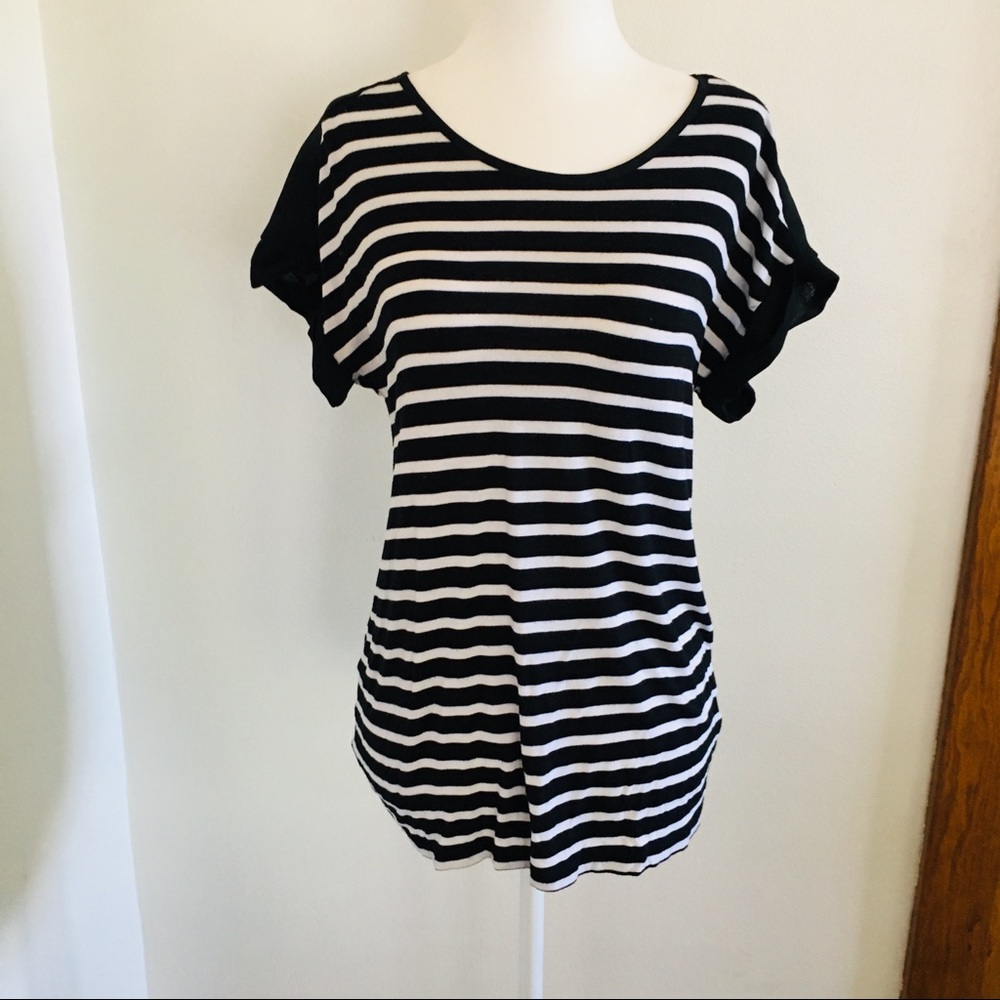 Christian Siriano Black and White Striped Shirt